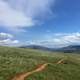Trail Hiking landscape with blue skies